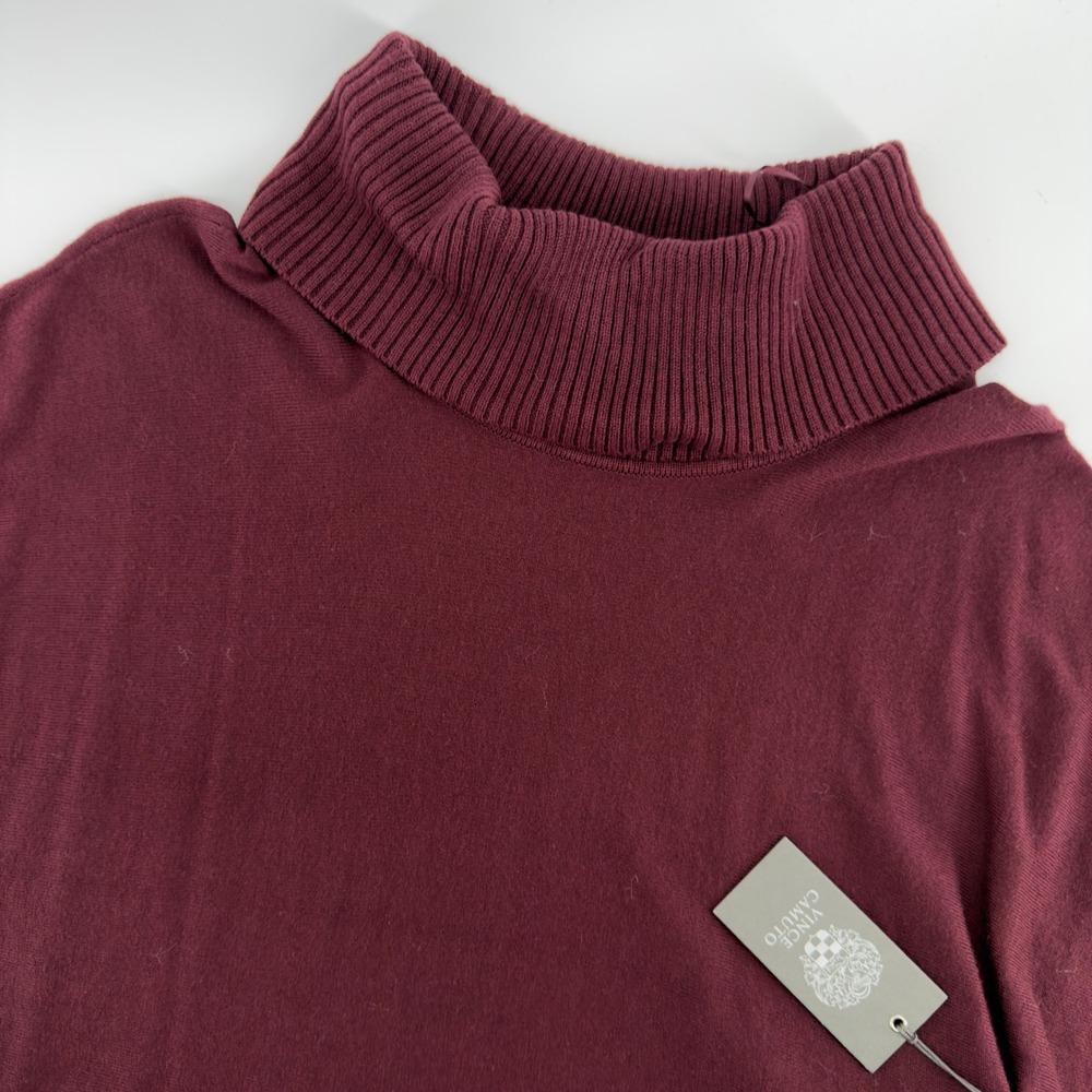 New Vince‎ Camuto Womens Cowl Neck Short Sleeve Sweater Burgundy Small